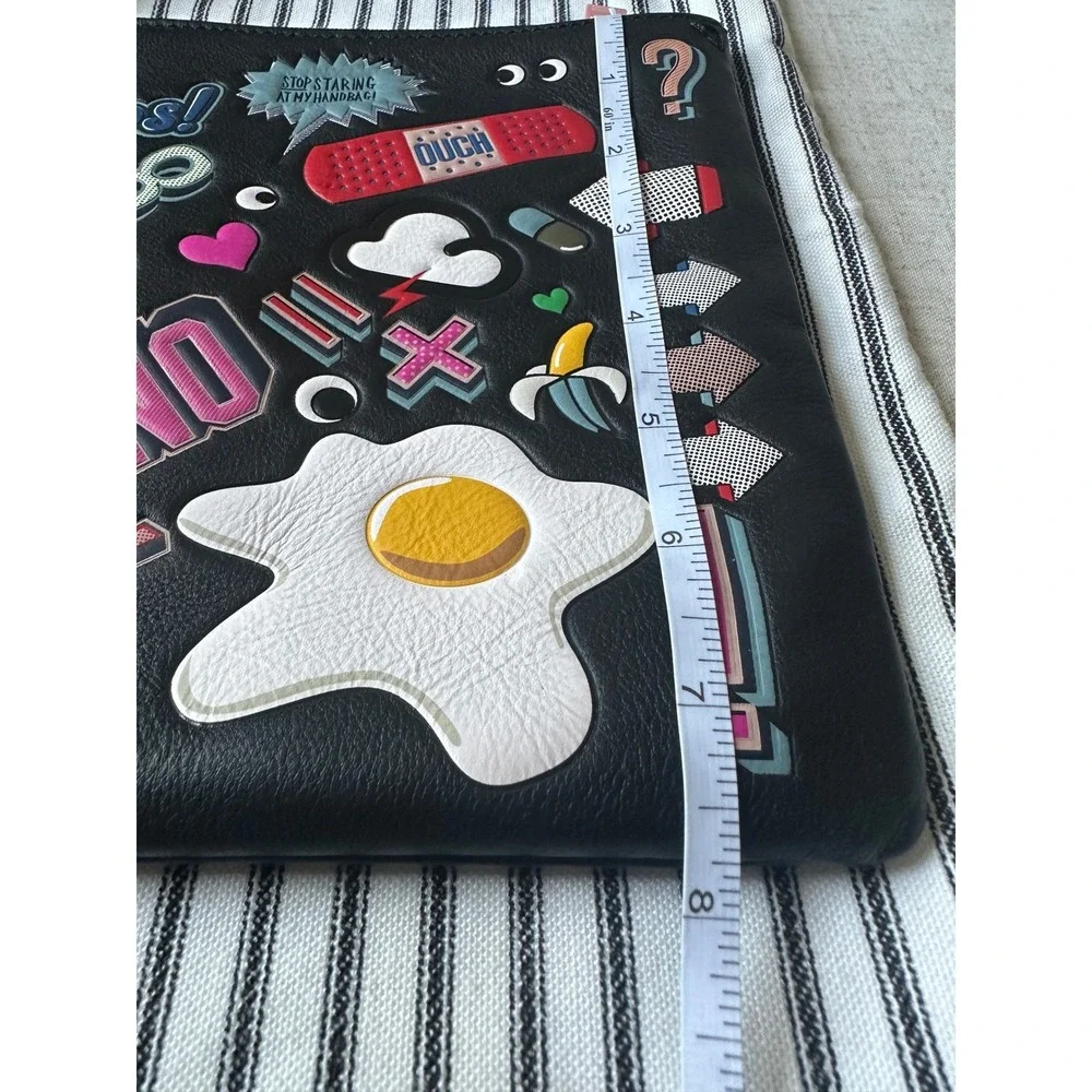 Anya Hindmarch Georgiana All Over Wink Sticker Clutch Bag with Tassel